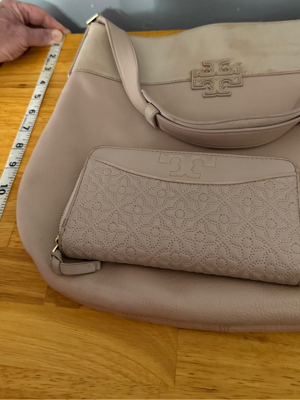 Tory Burch Blush Pink Leather Shoulder Hobo with Quilted Wallet and Dustbag tags - Picture 8 of 8